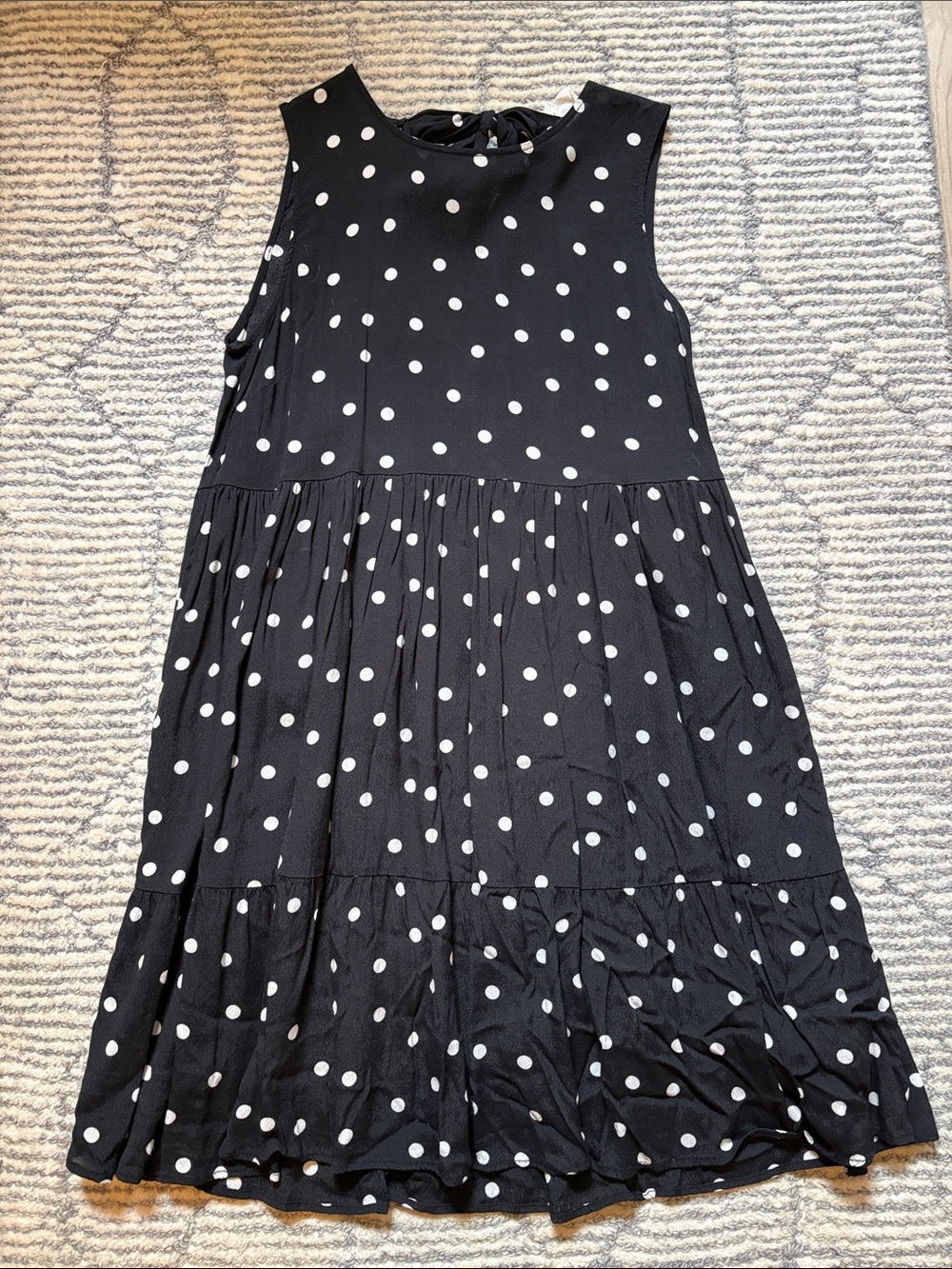 Sezane Black and White Polka Dot Mini Dress